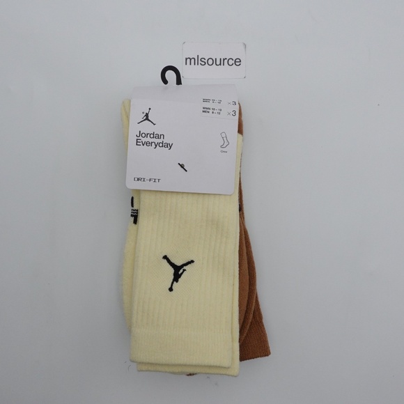 SLD NEW Jordan 3-Pack Everyday Crew Socks DX9632-919 Men's Size 8-12 Dri-Fit - Picture 7 of 7